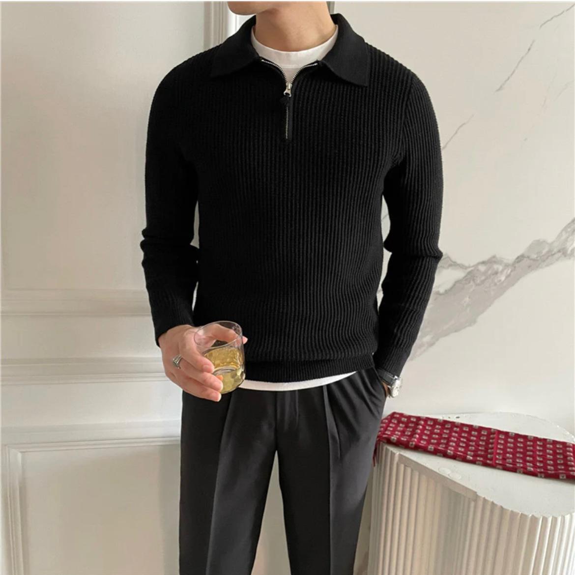 IL Verdi II - Pull zippé maille structuré