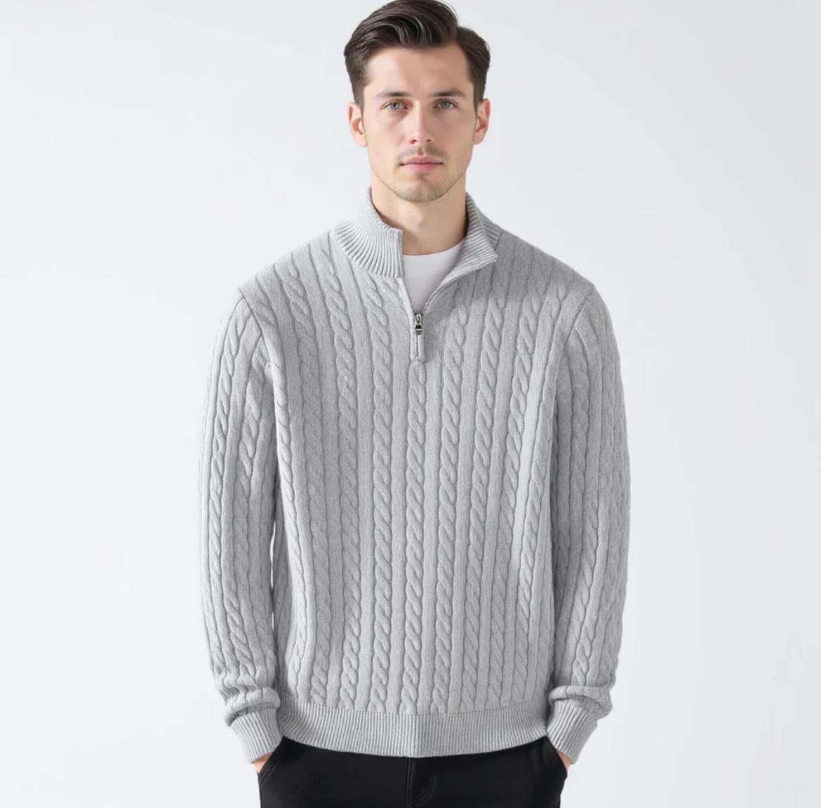 Il Verdi - Pull col zippé en maille torsadée