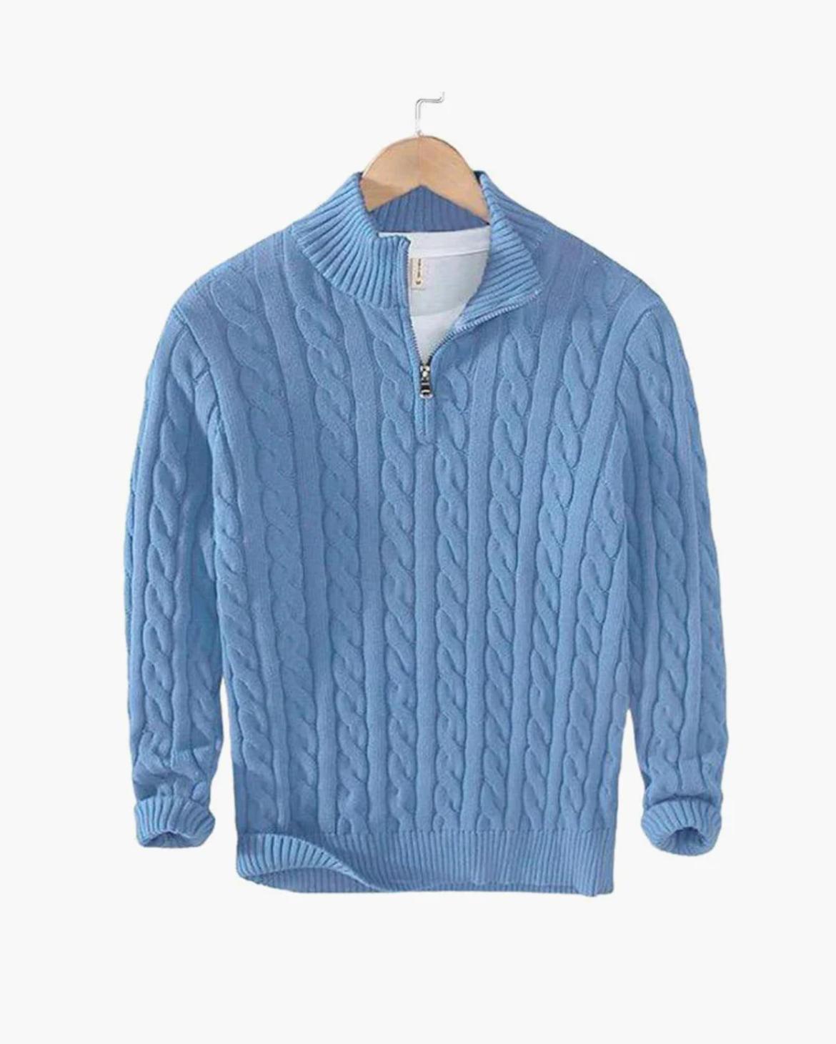 Il Verdi - Pull col zippé en maille torsadée