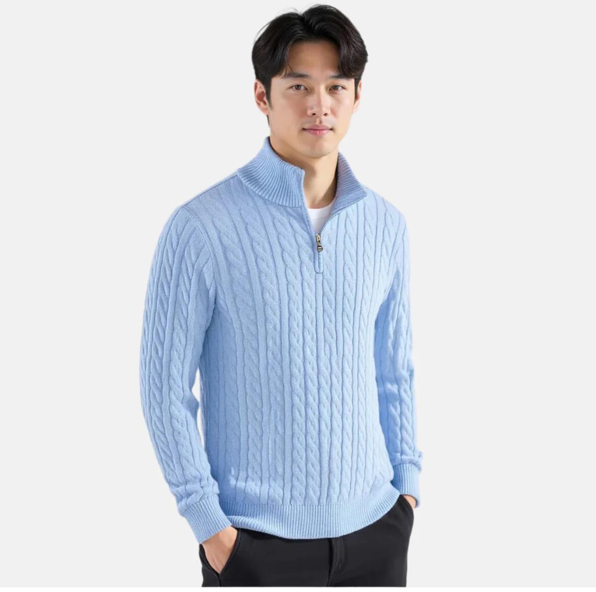 Il Verdi - Pull col zippé en maille torsadée