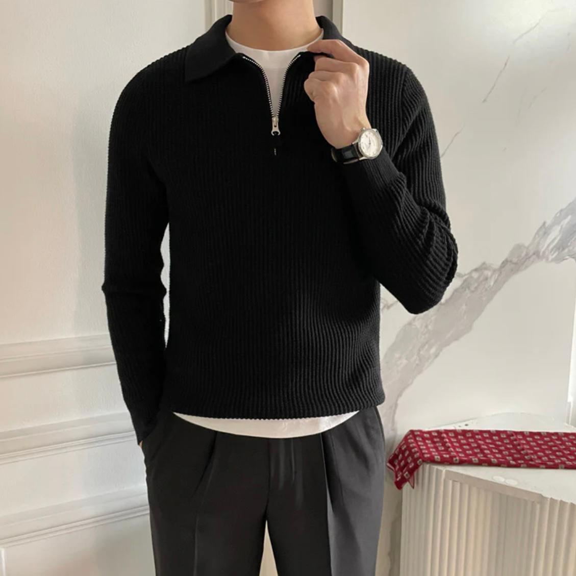 IL Verdi II - Pull zippé maille structuré