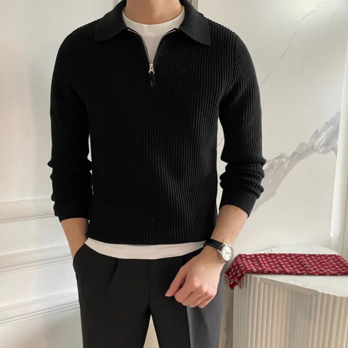 IL Verdi II - Pull zippé maille structuré